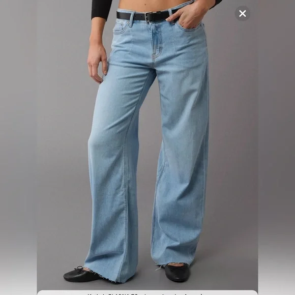 AE Dreamy Drape Stretch Low-Rise Baggy Wide-Leg Jean - Picture 1 of 9